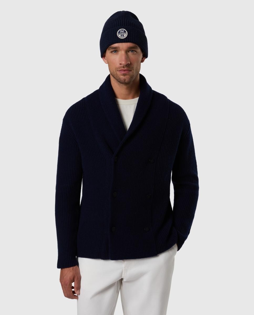 Imagen 1 de Cárdigan de hombre cruzado en mezcla de lana reciclada - North Sails - Azul marino Azul marino
