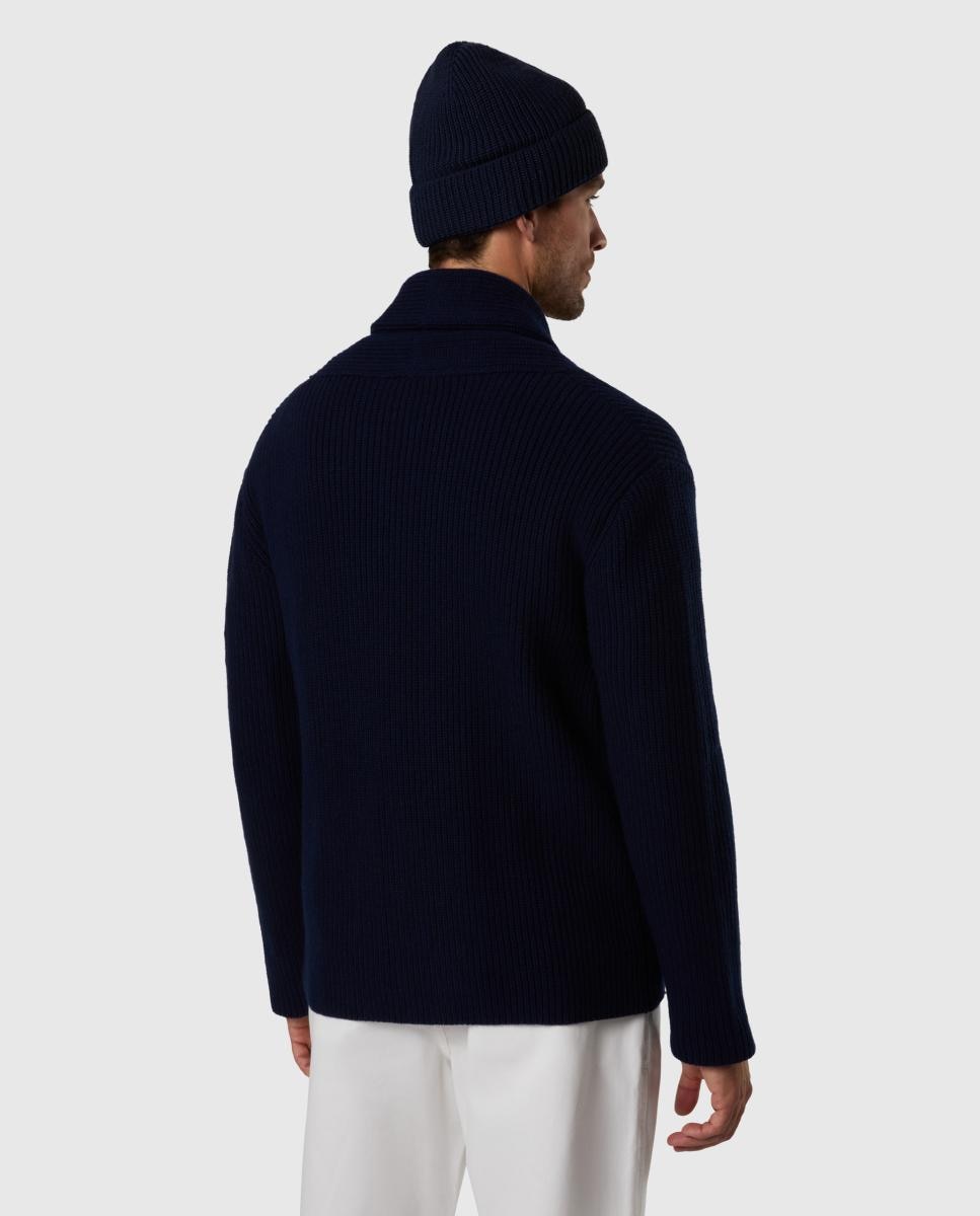 Imagen 2 de Cárdigan de hombre cruzado en mezcla de lana reciclada - North Sails - Azul marino Azul marino