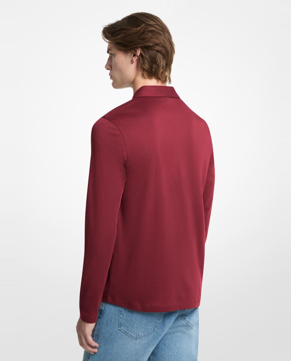 Polo de hombre de manga larga en interlock liso - Michael Kors - Rojo Rojo-2