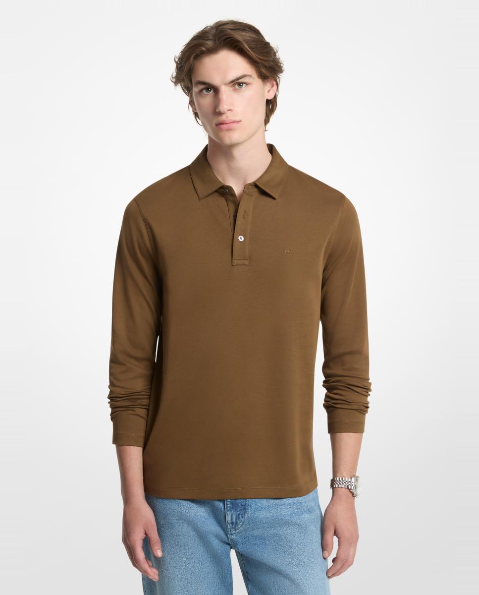 Polo de hombre de manga larga en interlock liso - Michael Kors - Kaki Kaki-1