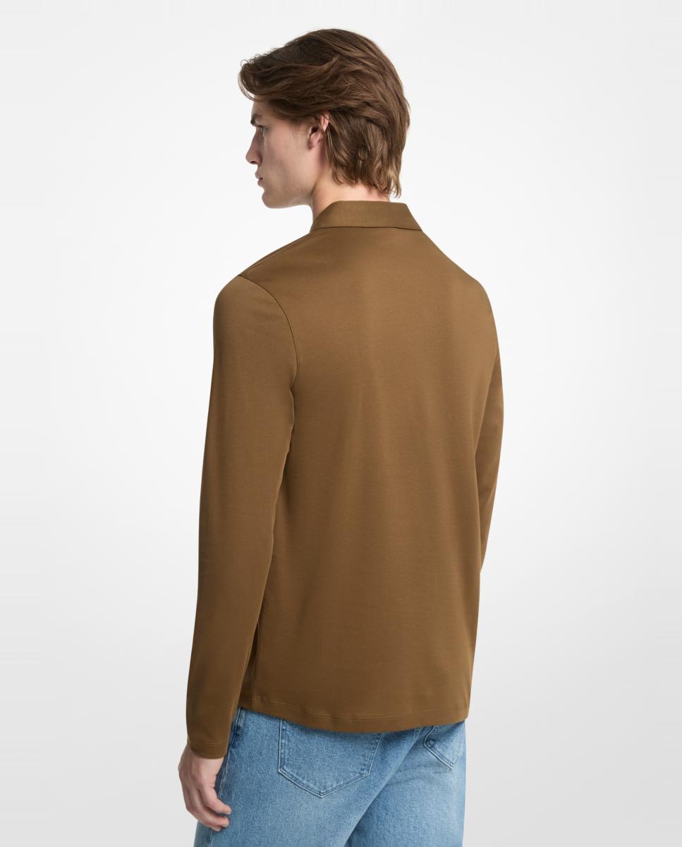 Polo de hombre de manga larga en interlock liso - Michael Kors - Kaki Kaki-2