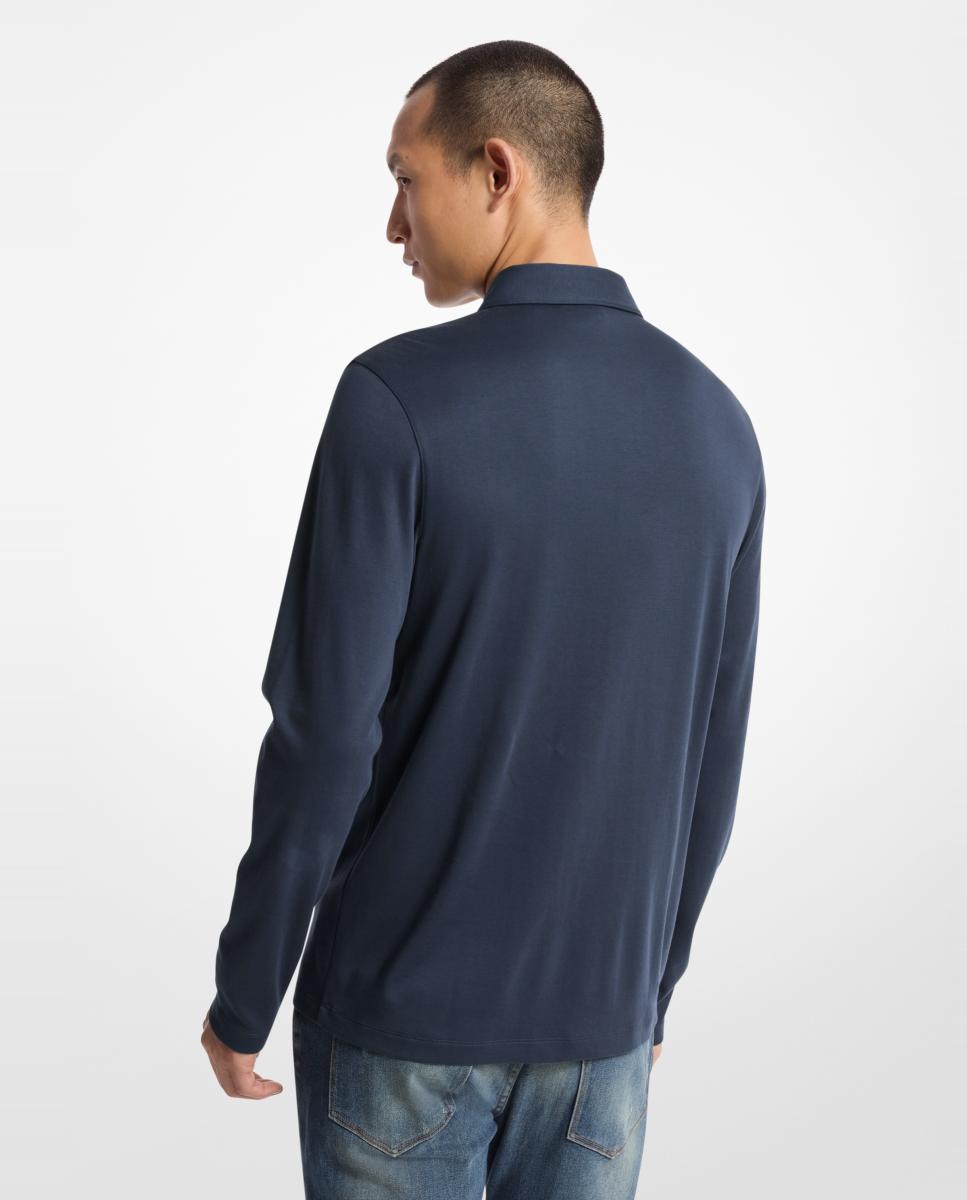 Polo de hombre de manga larga en interlock liso - Michael Kors - Azul marino Azul marino-2