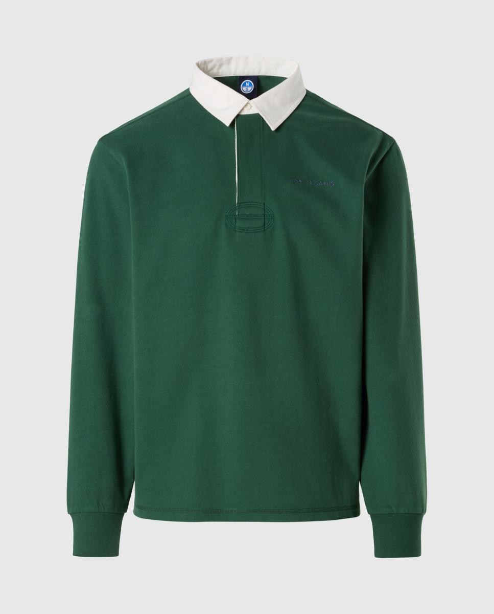 Imagen 0 de Polo de hombre en algodón orgánico manga larga Verde