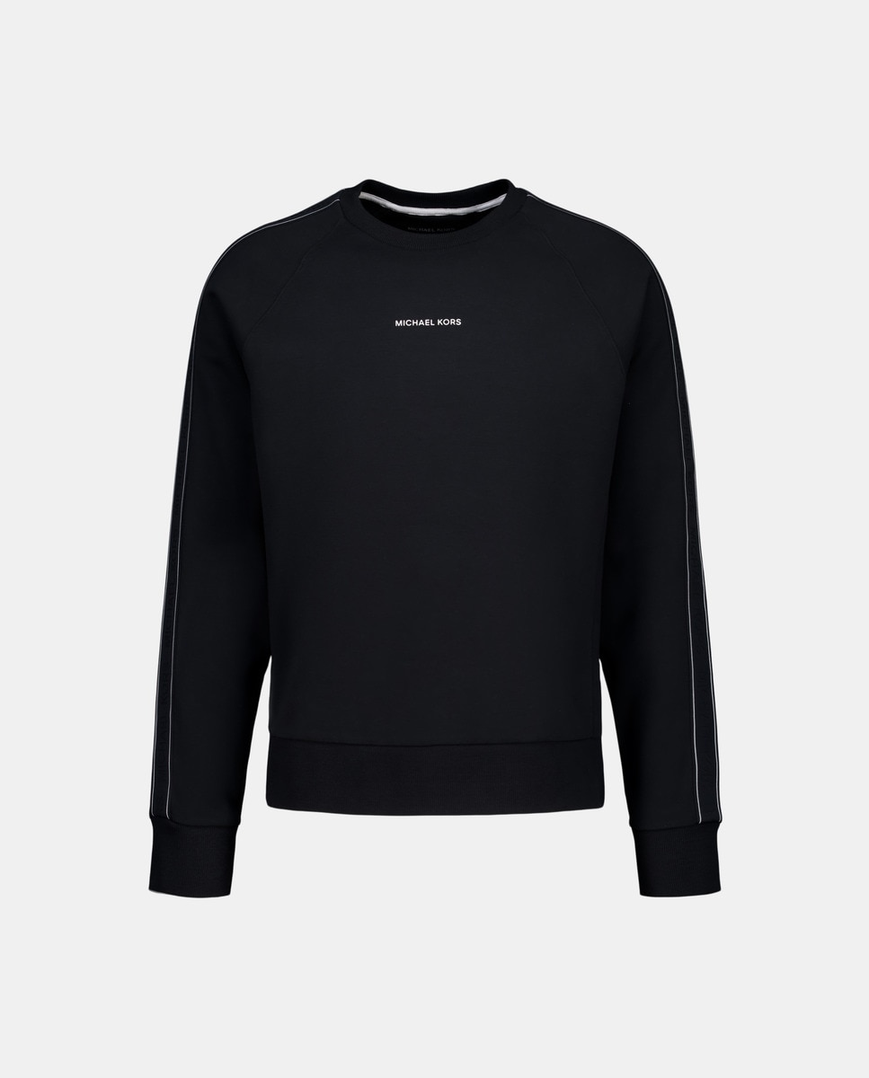 Sudadera de hombre cuello caja de mezcla de algodón con cenefa lateral con logotipos - Michael Kors - Negro Negro-4