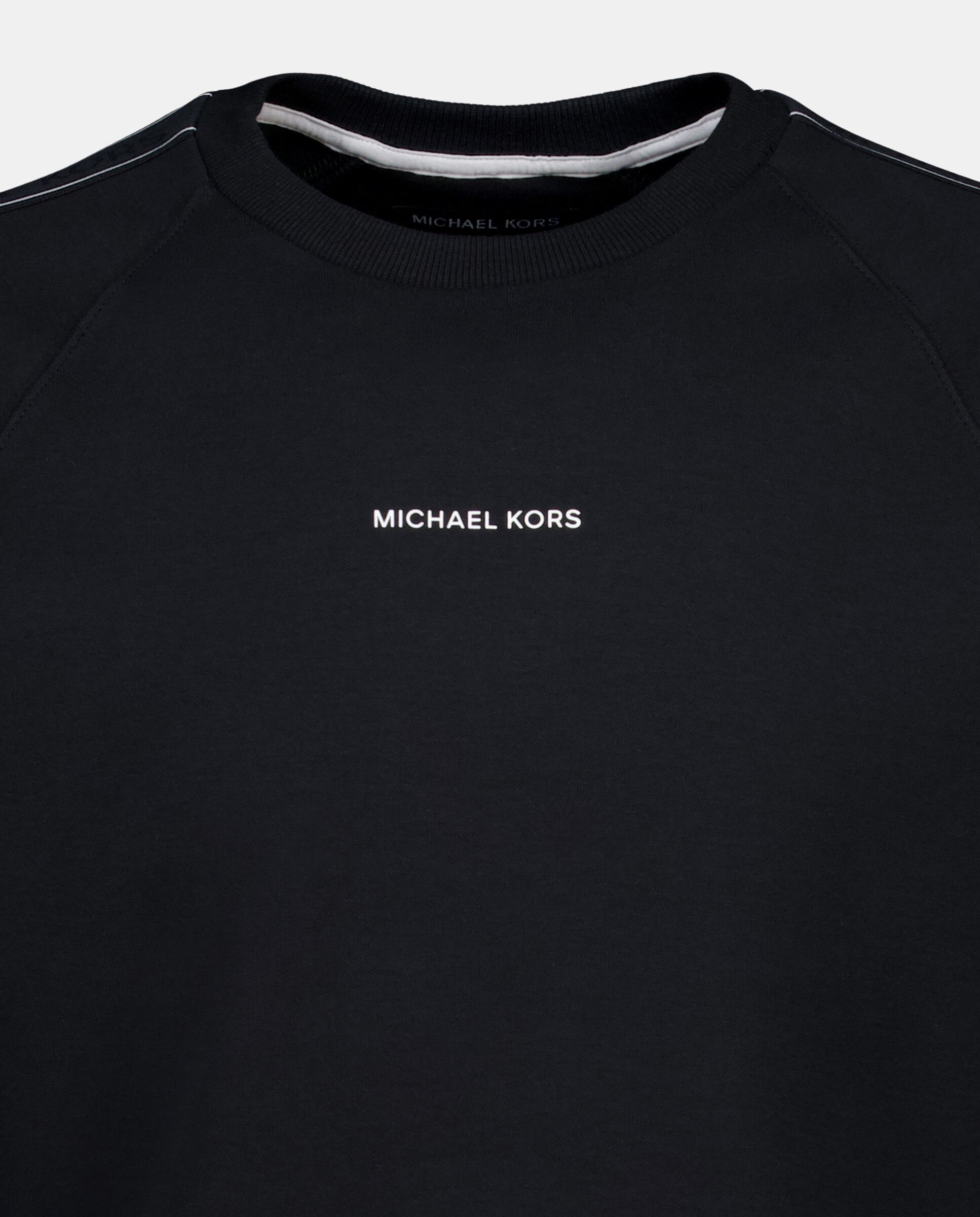 Sudadera de hombre cuello caja de mezcla de algodón con cenefa lateral con logotipos - Michael Kors - Negro Negro-5