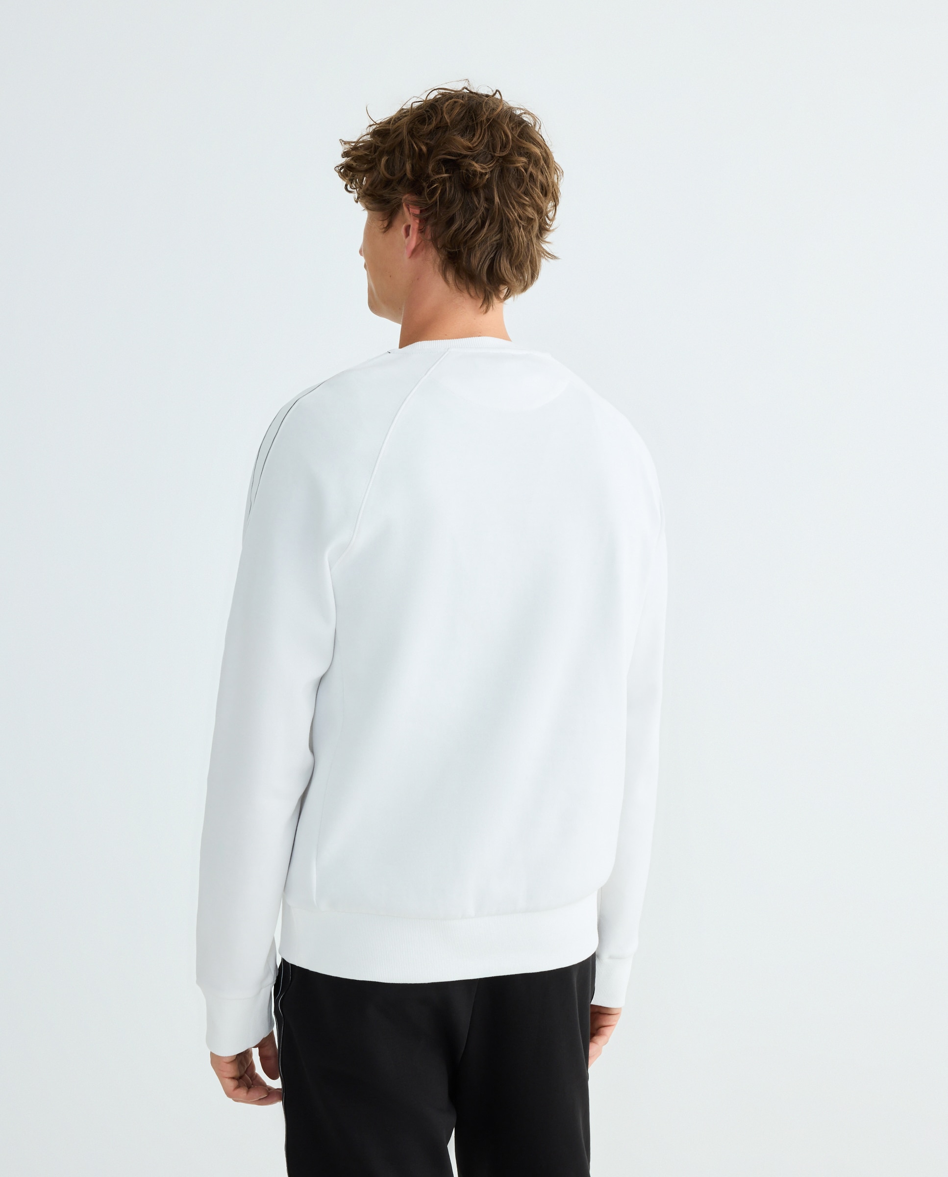 Sweatshirt de Decote Redondo em Mistura de Algodão com Rebordo Decorativo Lateral com Logótipos Branco-3
