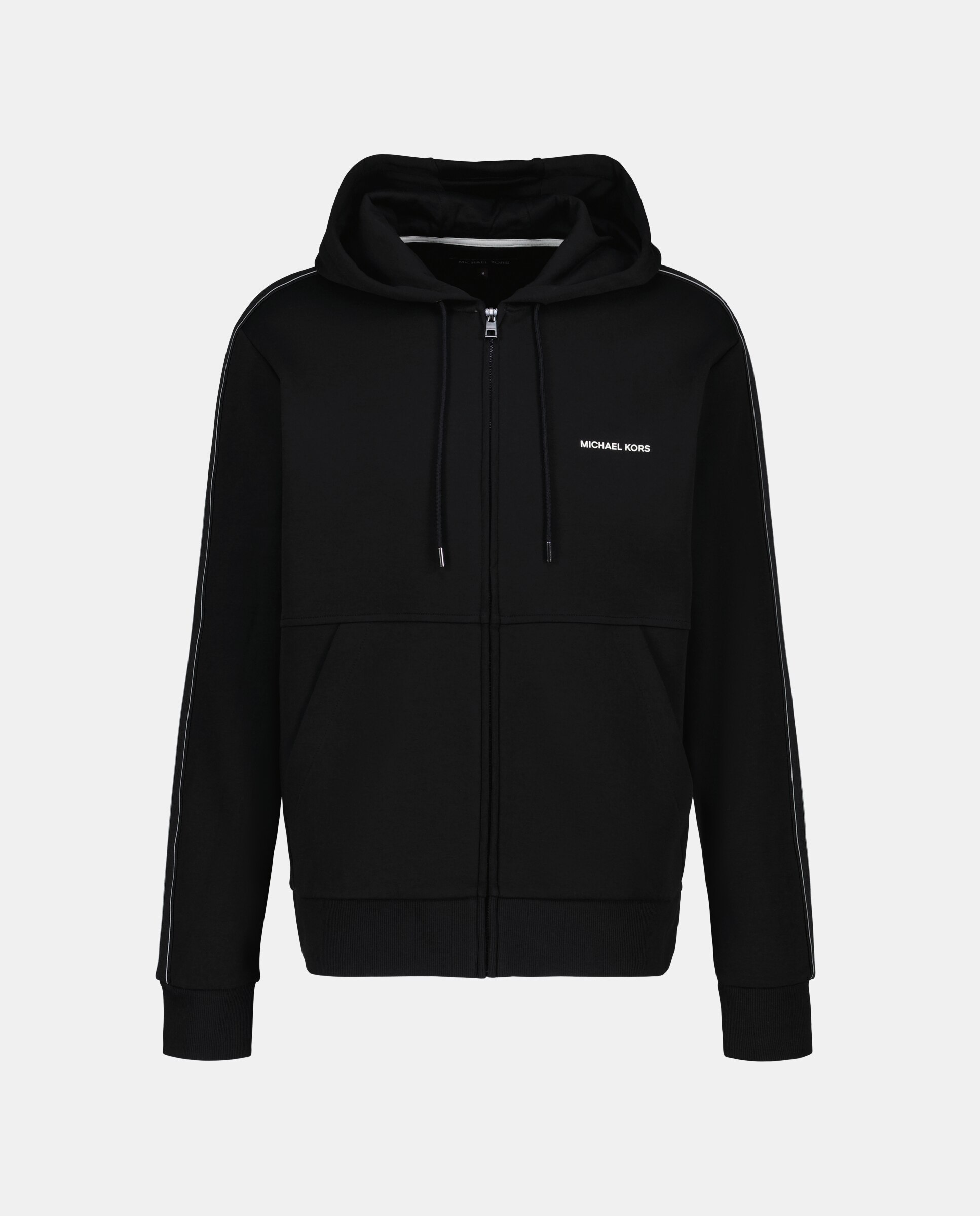 Sweatshirt em Mistura de Algodão com Capuz, Fecho de Correr Completo e Rebordo Decorativo Lateral com Logótipos Preto-4