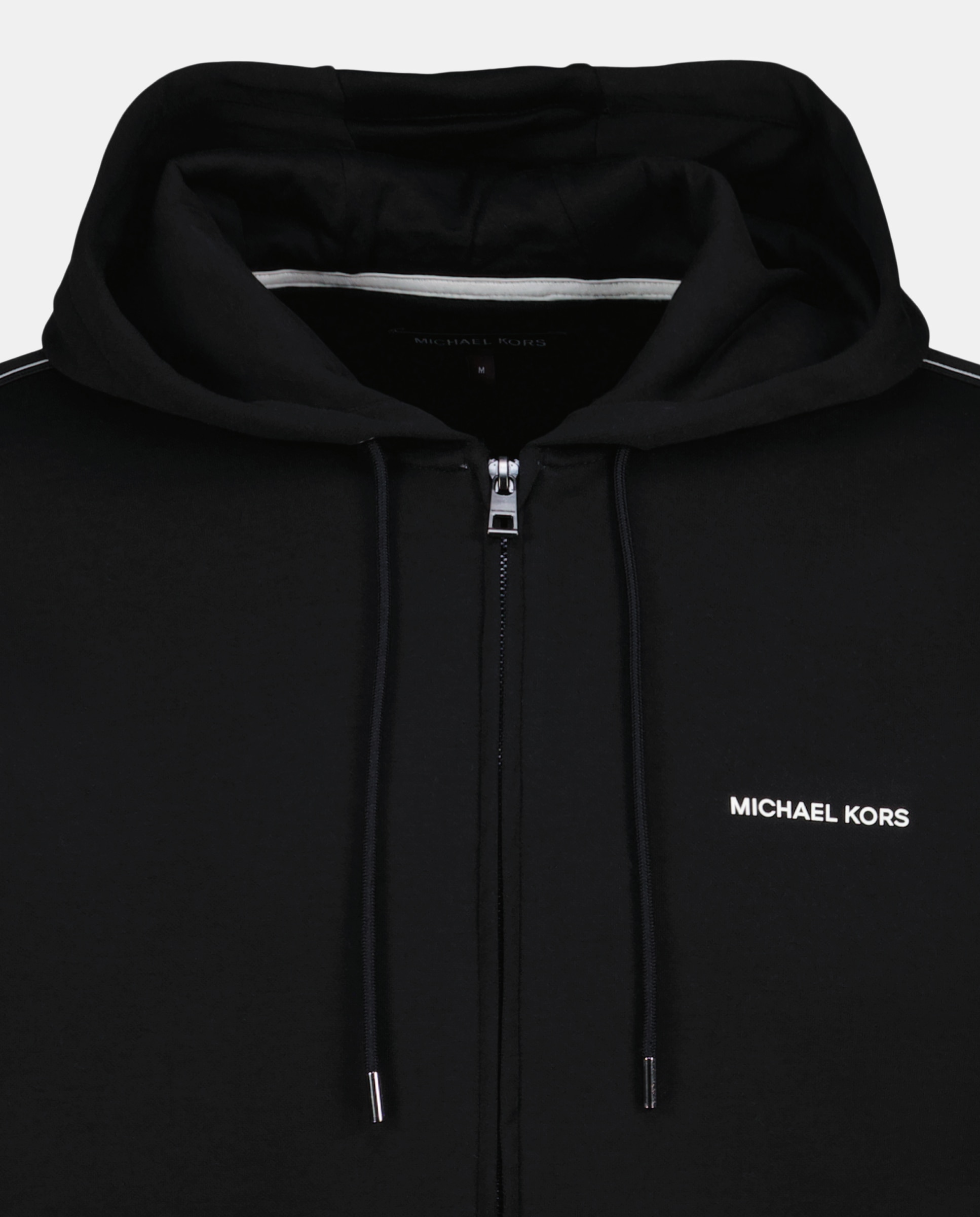 Sweatshirt em Mistura de Algodão com Capuz, Fecho de Correr Completo e Rebordo Decorativo Lateral com Logótipos Preto-5