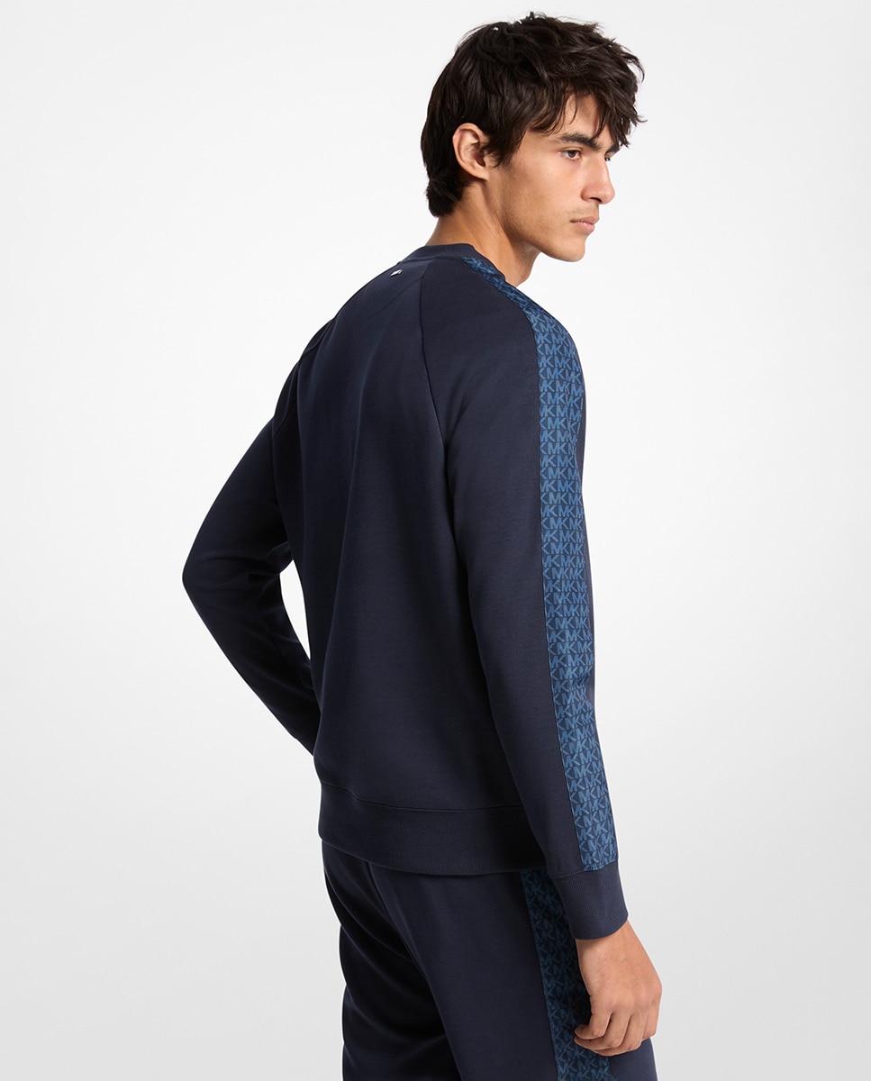 Sudadera de hombre con cenefa lateral en las mangas con logotipos - Michael Kors - Azul marino Azul marino-2