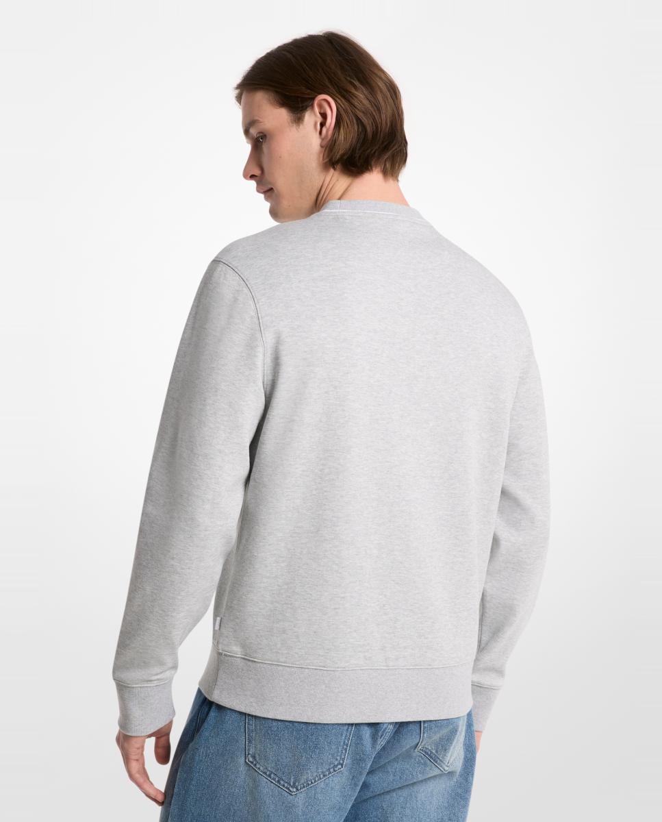 Sweatshirt com Vivos em Contraste e Detalhe da Marca na Lateral da Gola Cinzento-2