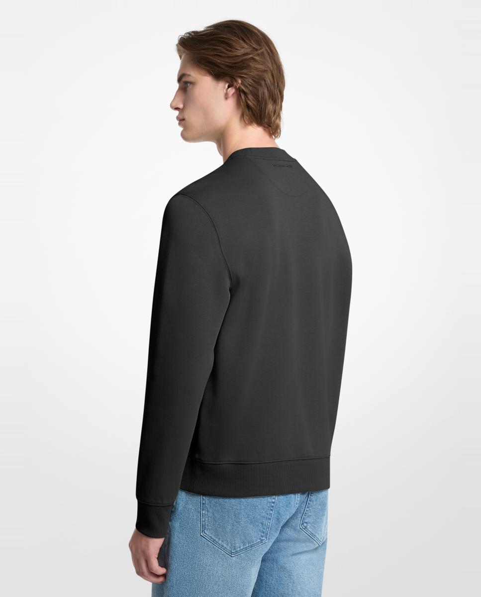 Sweatshirt de Manga Comprida com Gola Redonda e Logótipo à Frente Preto-2