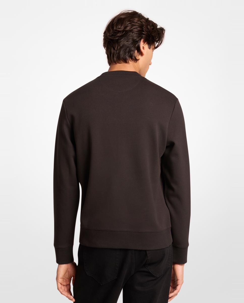Sweatshirt de Manga Comprida e Gola Redonda com Emblema à Frente Preto-2