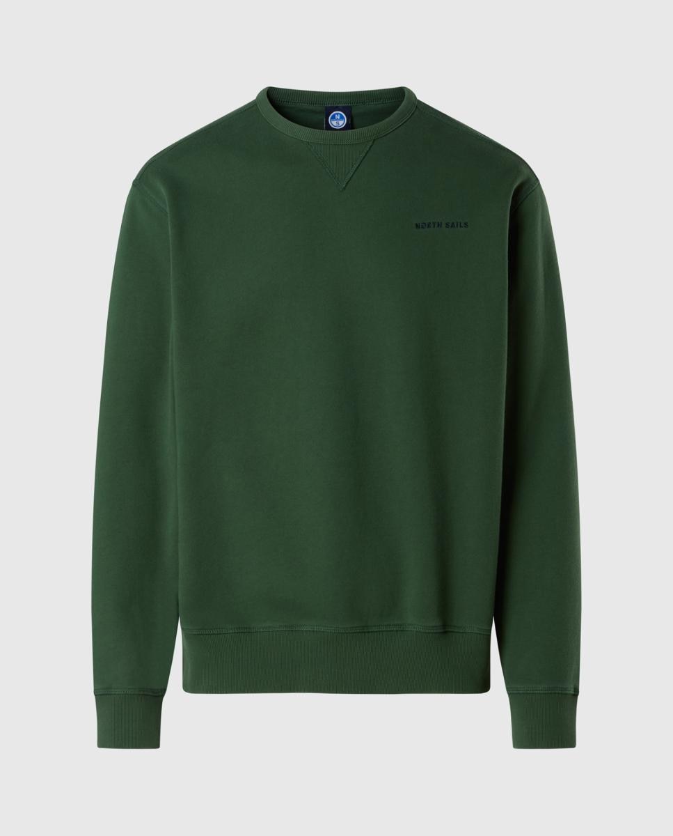 Imagen 0 de Sudadera de hombre algodón orgánico cepillado cuello redondo Verde