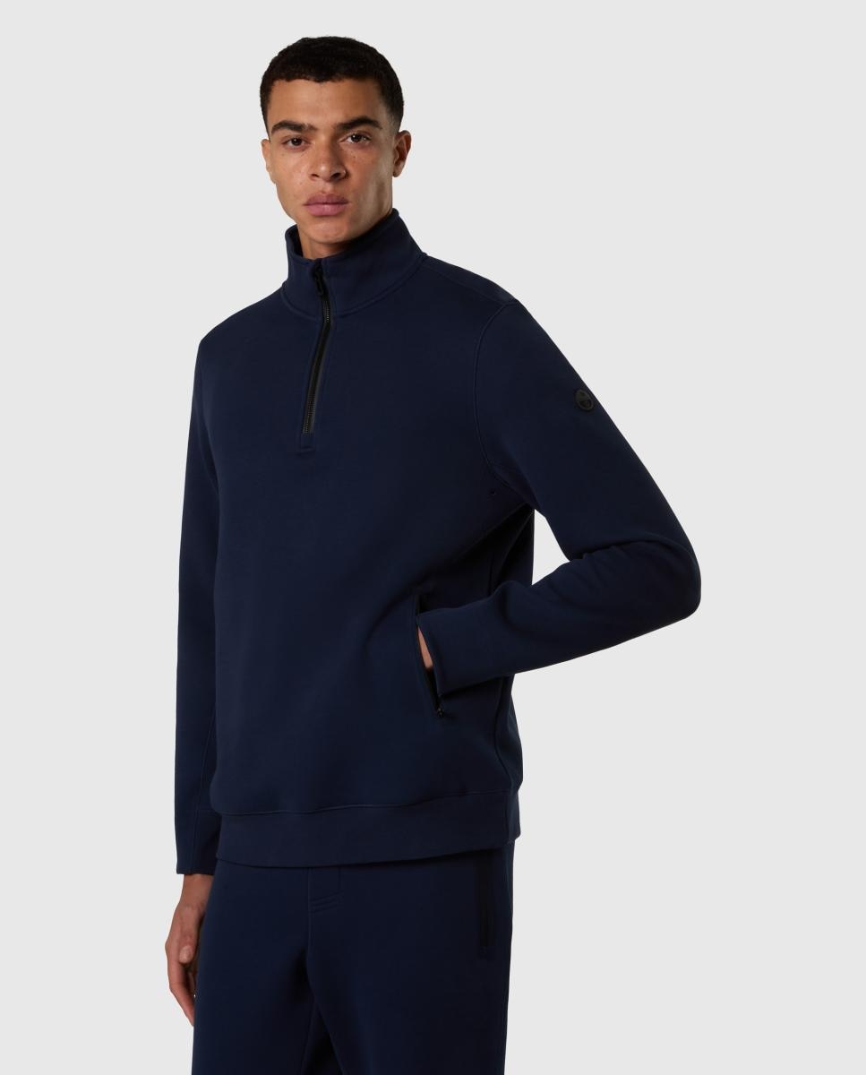 Imagen 0 de Sudadera de hombre técnica algodón y poliéster half zip Azul marino