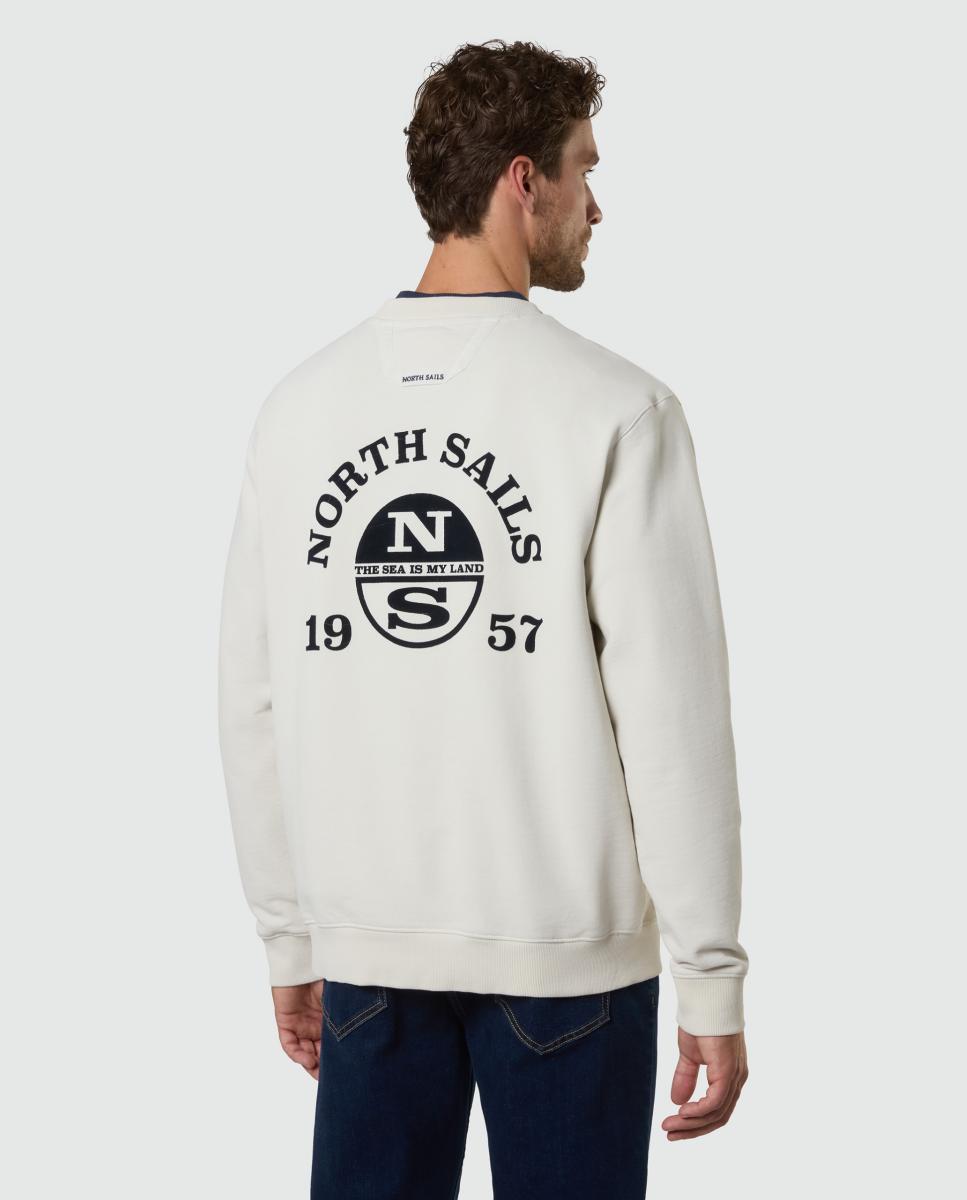 Imagen 2 de Sudadera de hombre algodón orgánico cuello redondo - North Sails - Blanco Blanco