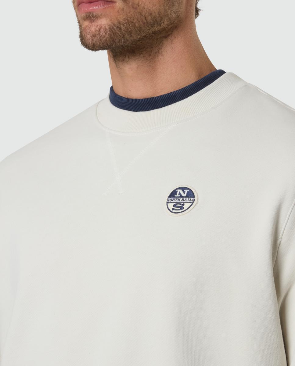 Imagen 3 de Sudadera de hombre algodón orgánico cuello redondo - North Sails - Blanco Blanco