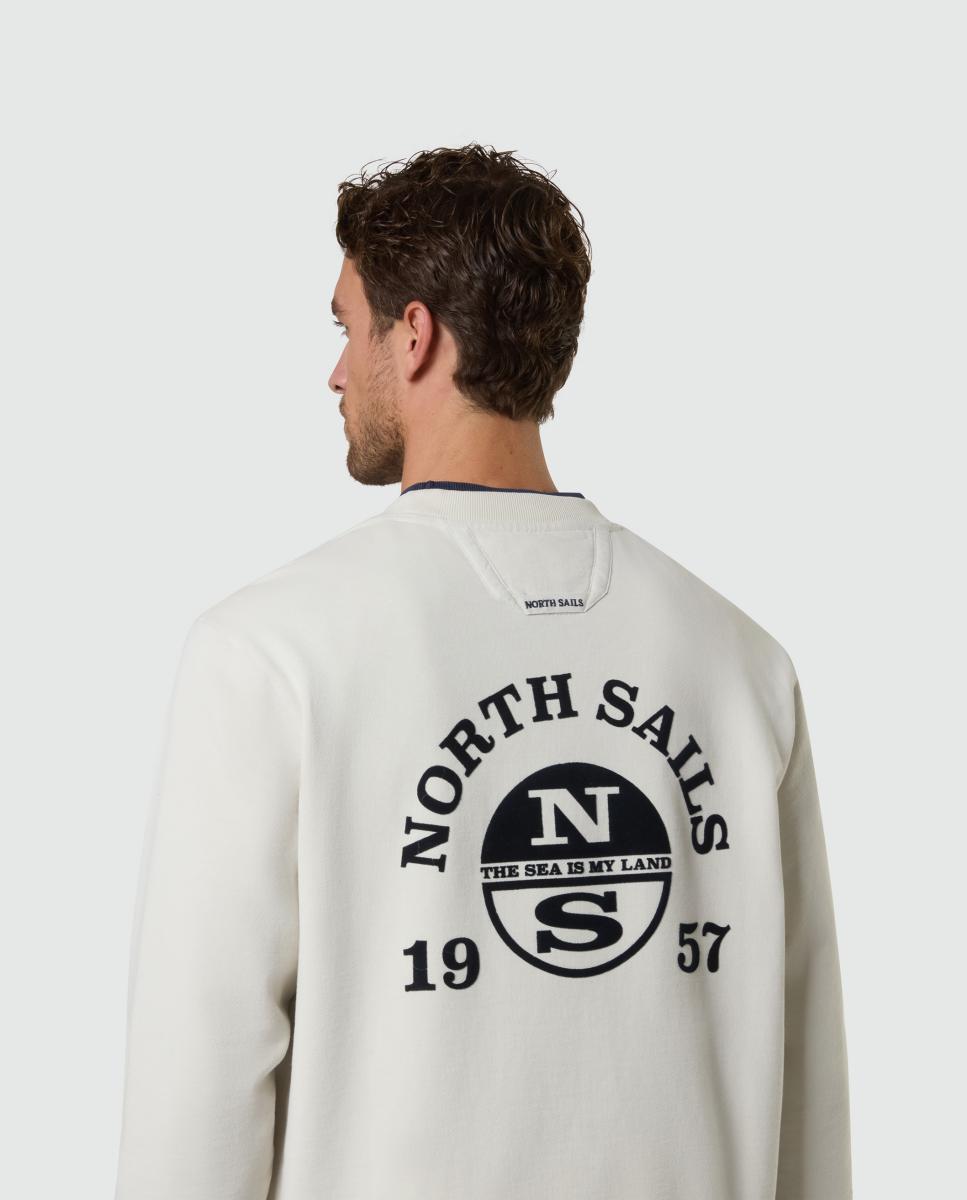 Imagen 4 de Sudadera de hombre algodón orgánico cuello redondo - North Sails - Blanco Blanco