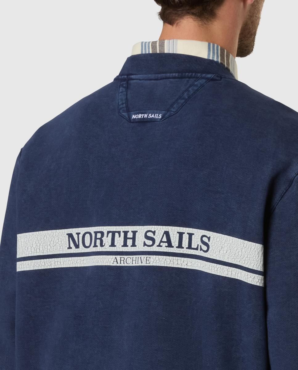 Sweatshirt de Algodão Orgânico com Gola Redonda Azul-marinho-4