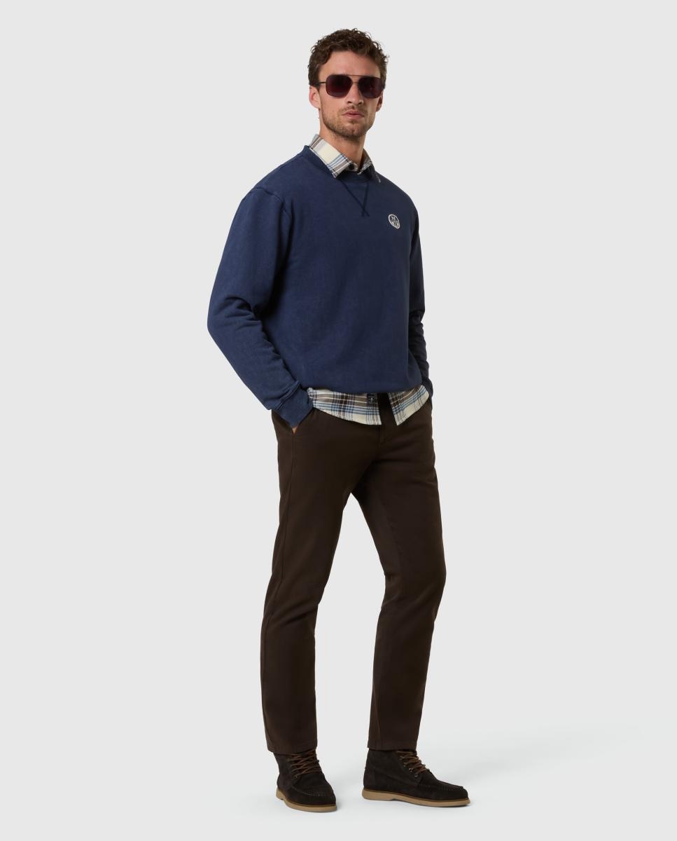 Sweatshirt de Algodão Orgânico com Gola Redonda Azul-marinho-7