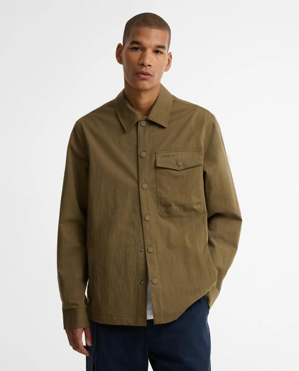 Imagen 1 de Sobrecamisa abotonada con ribete de tartán Verde militar