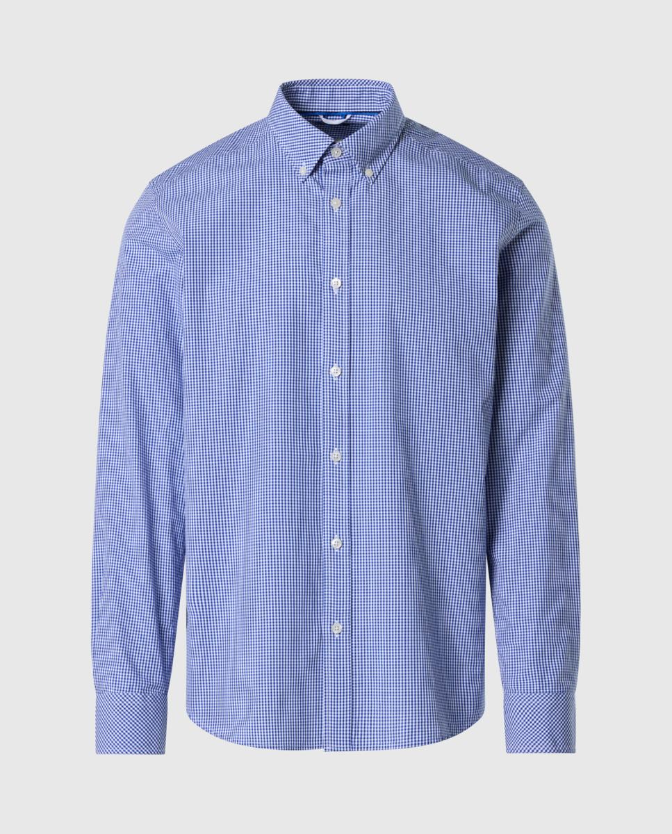 Imagen 0 de Camisa de hombre en algodón con botón en cuello Azul
