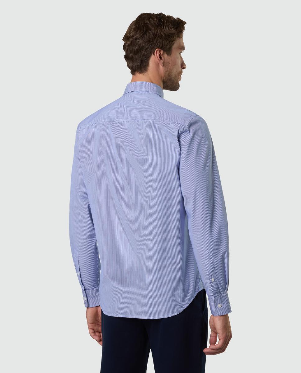 Camisa de Homem em Popelina com Gola Aberta Azul-marinho-2