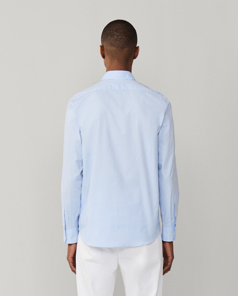 Camisa Fit Club de Algodão Elástico com Lavagem e sem Bolso Azul-2