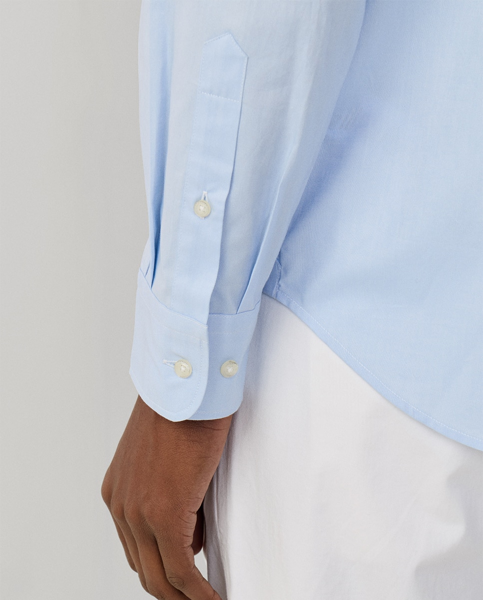 Camisa Fit Club de Algodão Elástico com Lavagem e sem Bolso Azul-3