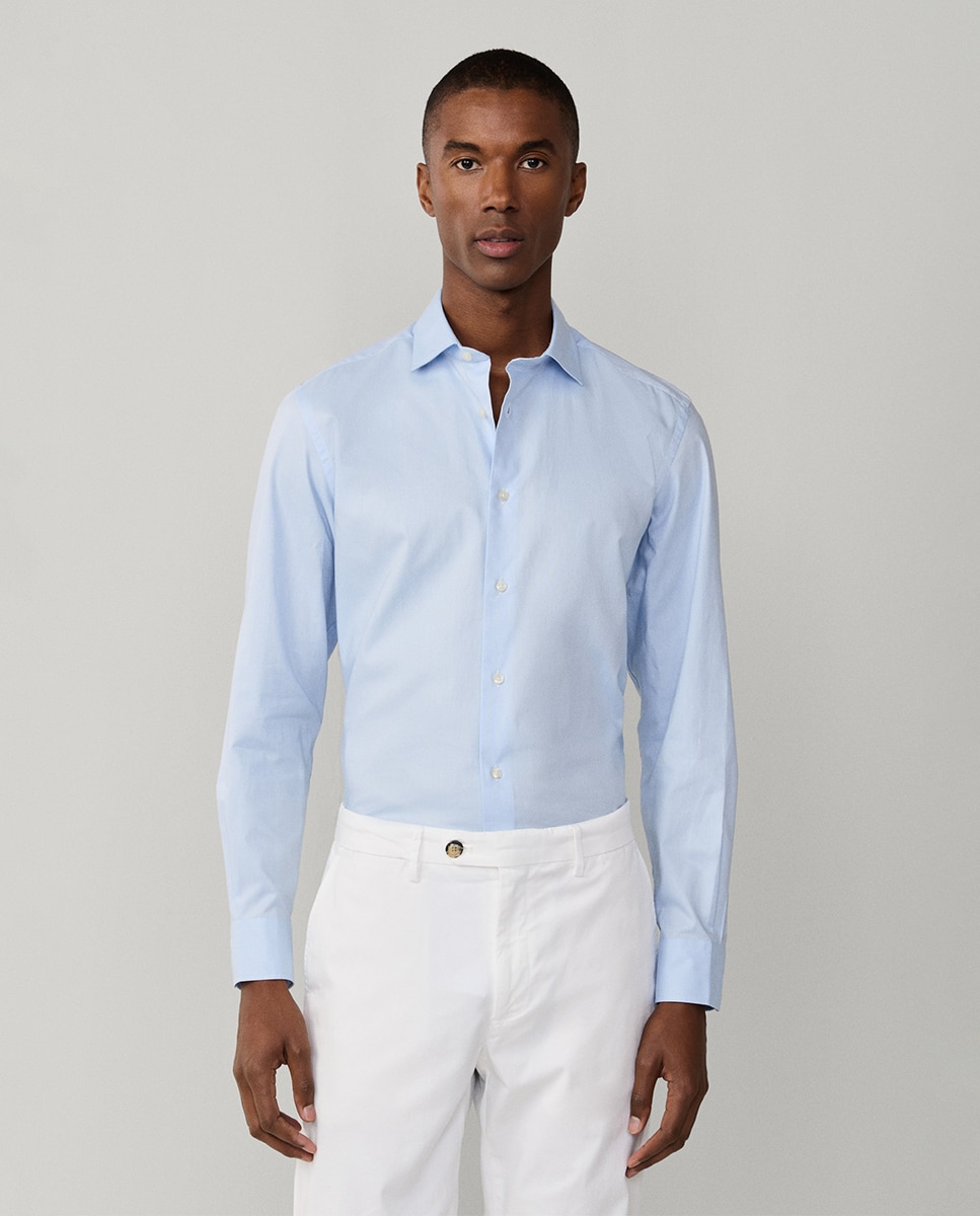 Camisa Fit Club de Algodão Elástico com Lavagem e sem Bolso Azul-6
