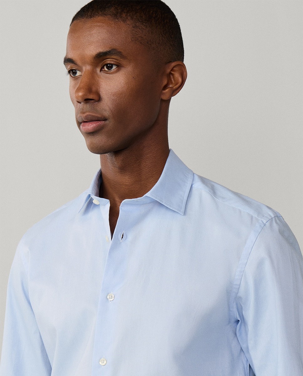 Camisa Fit Club de Algodão Elástico com Lavagem e sem Bolso Azul-7