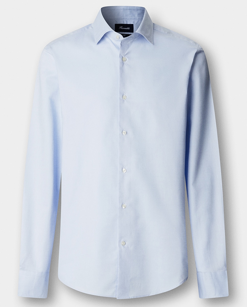 Camisa Fit Club de Algodão Elástico com Lavagem e sem Bolso Azul-8