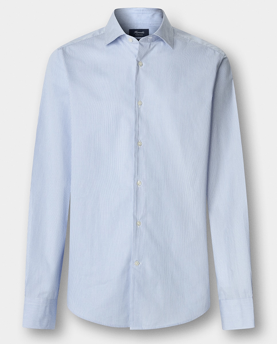 Camisa Fit Club às Riscas Finas Azul-8