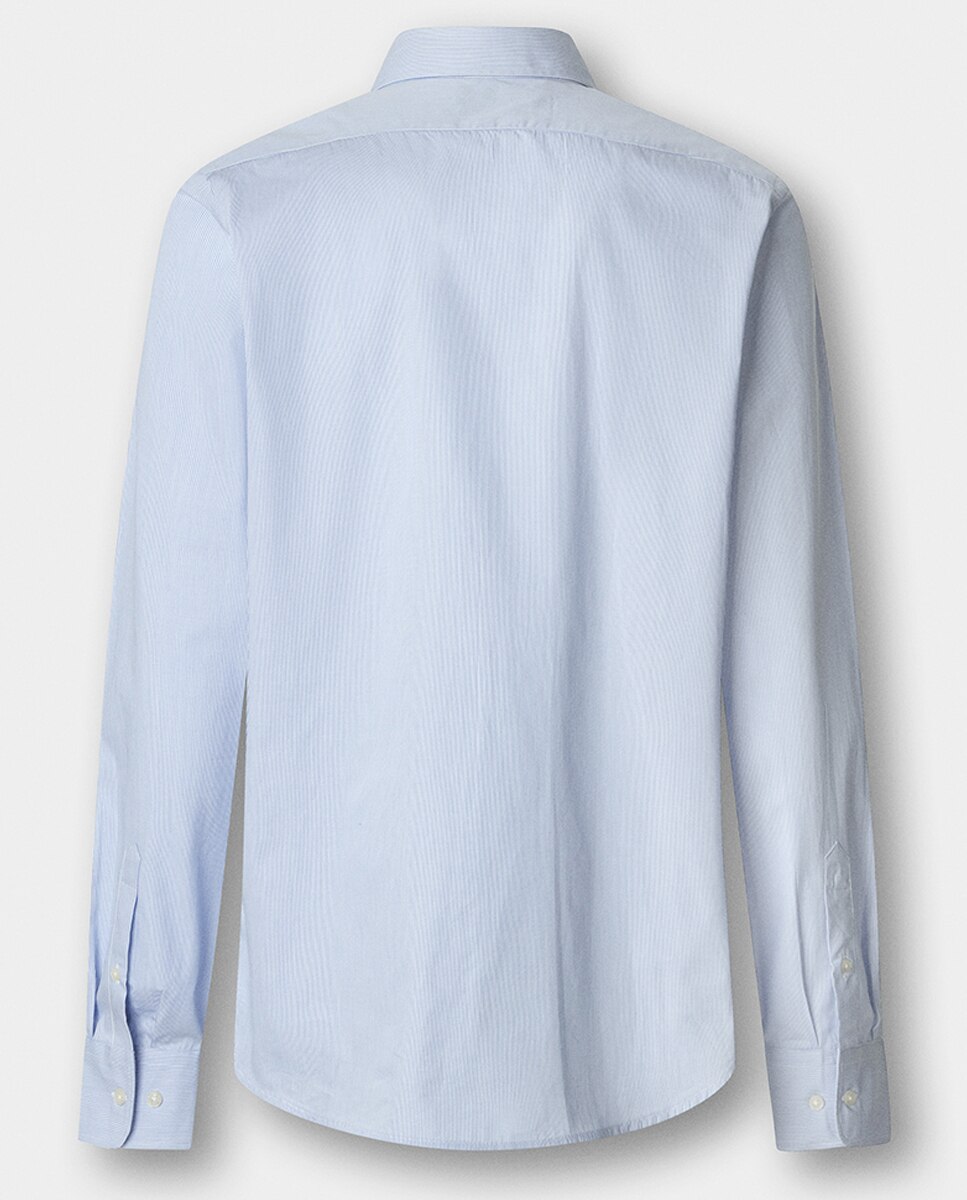 Camisa Fit Club às Riscas Finas Azul-9