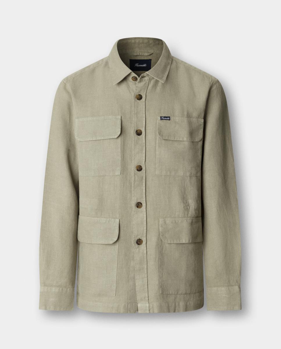 Sobrecamisa de Linho Tingida Verde-2