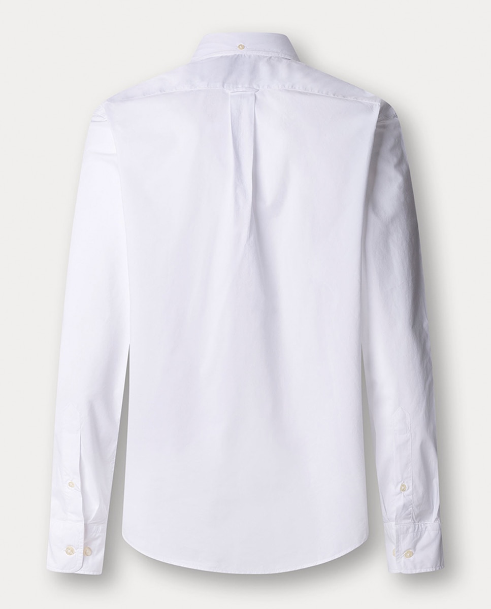 Camisa Classic Fit Lisa com Colarinho de Botão Branco-5