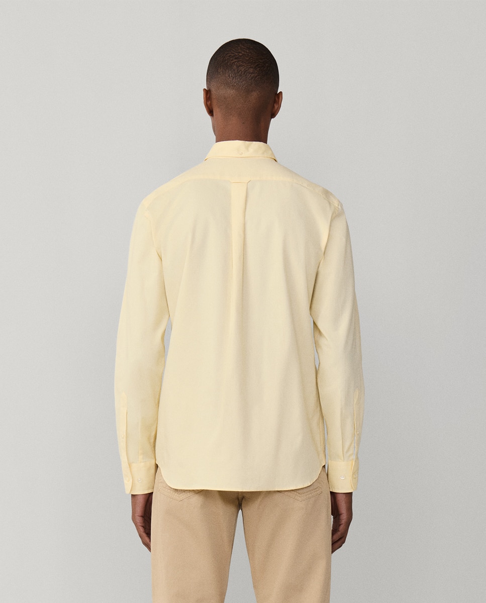 Camisa Regular Fit Lisa de Algodão com Logótipo Birdie Amarelo-2