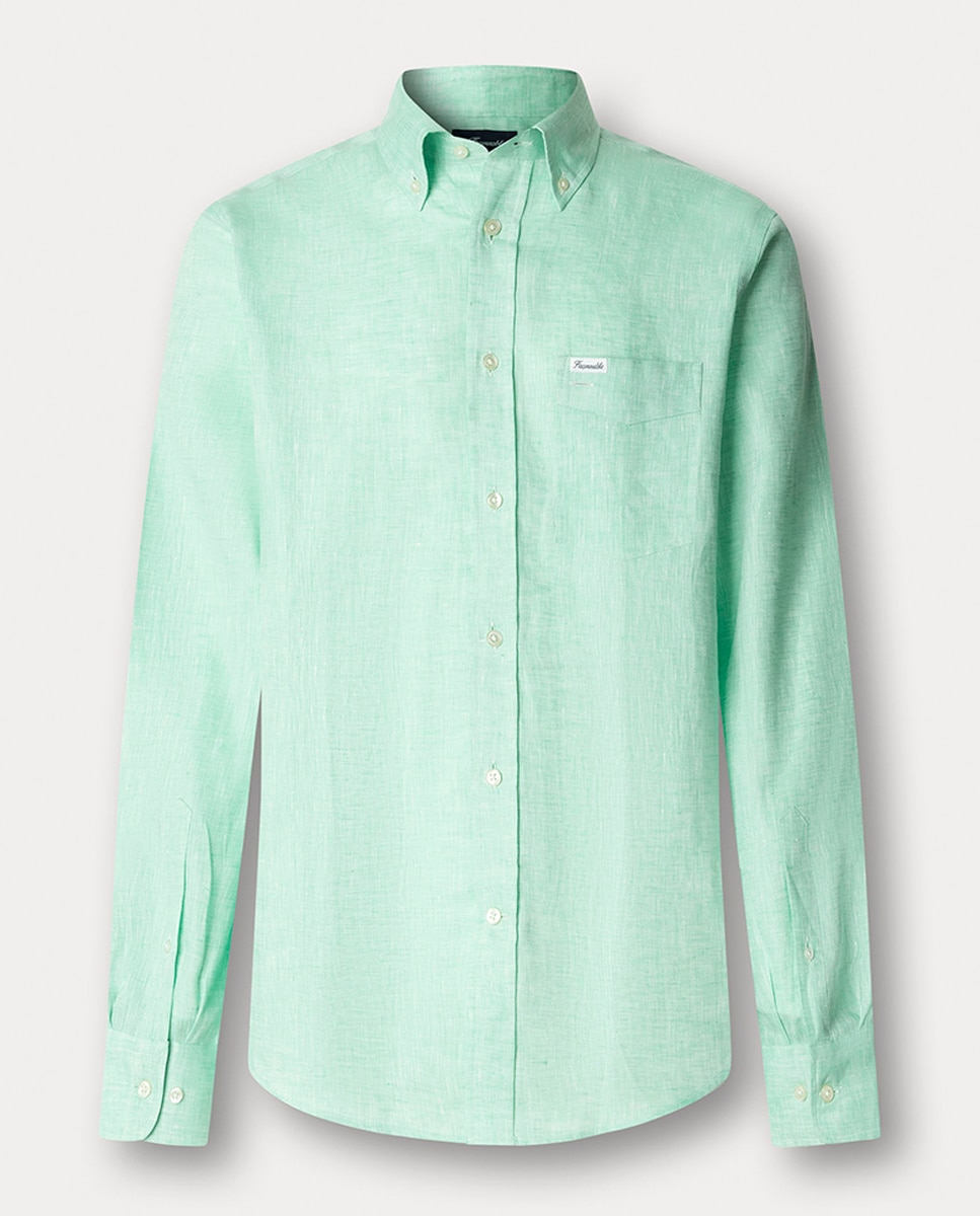 Camisa Lisa de Linho Fit Club Verde-1