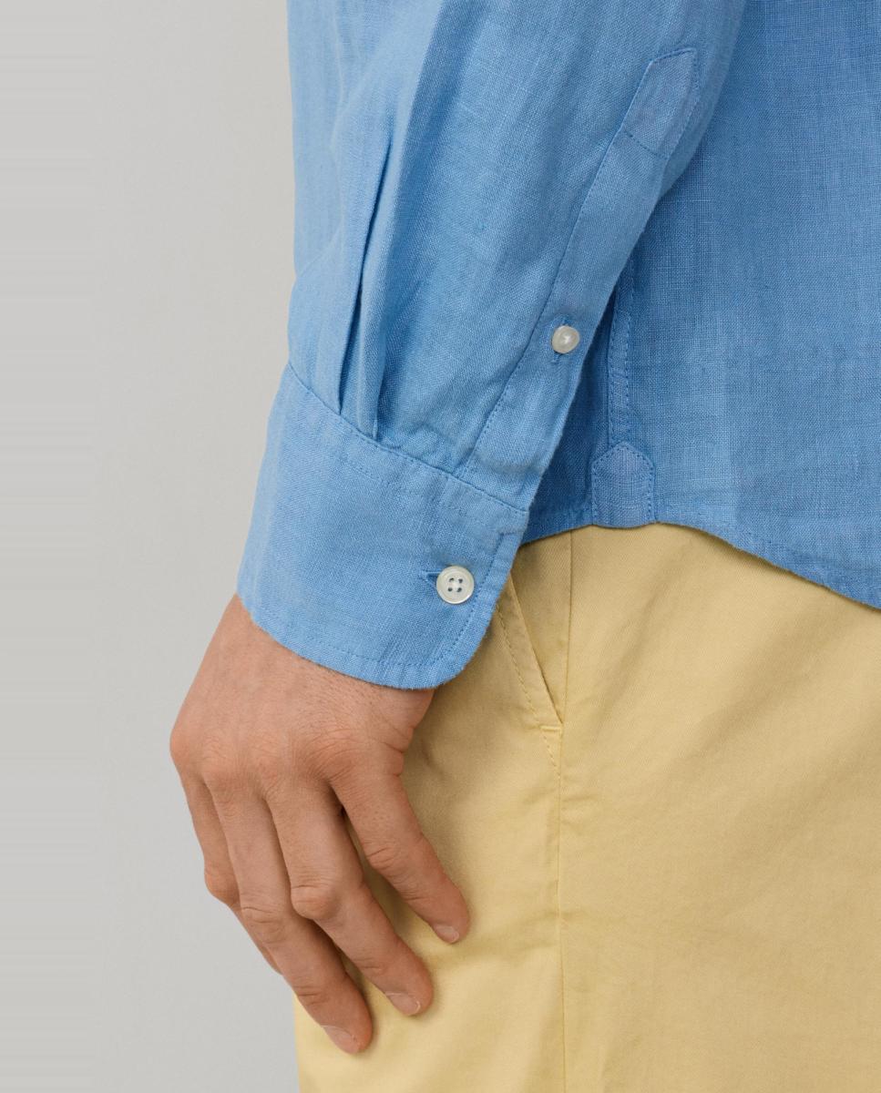 Camisa de hombre de lino lisa con logo Birdie fit Club - Façonnable - Azul índigo Azul índigo-4