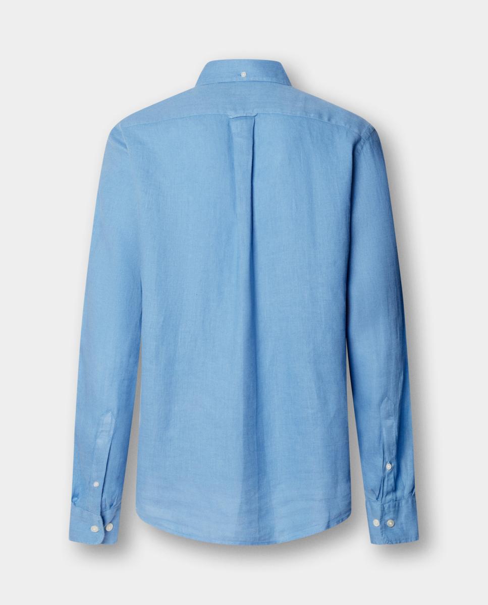 Camisa de hombre de lino lisa con logo Birdie fit Club - Façonnable - Azul índigo Azul índigo-6