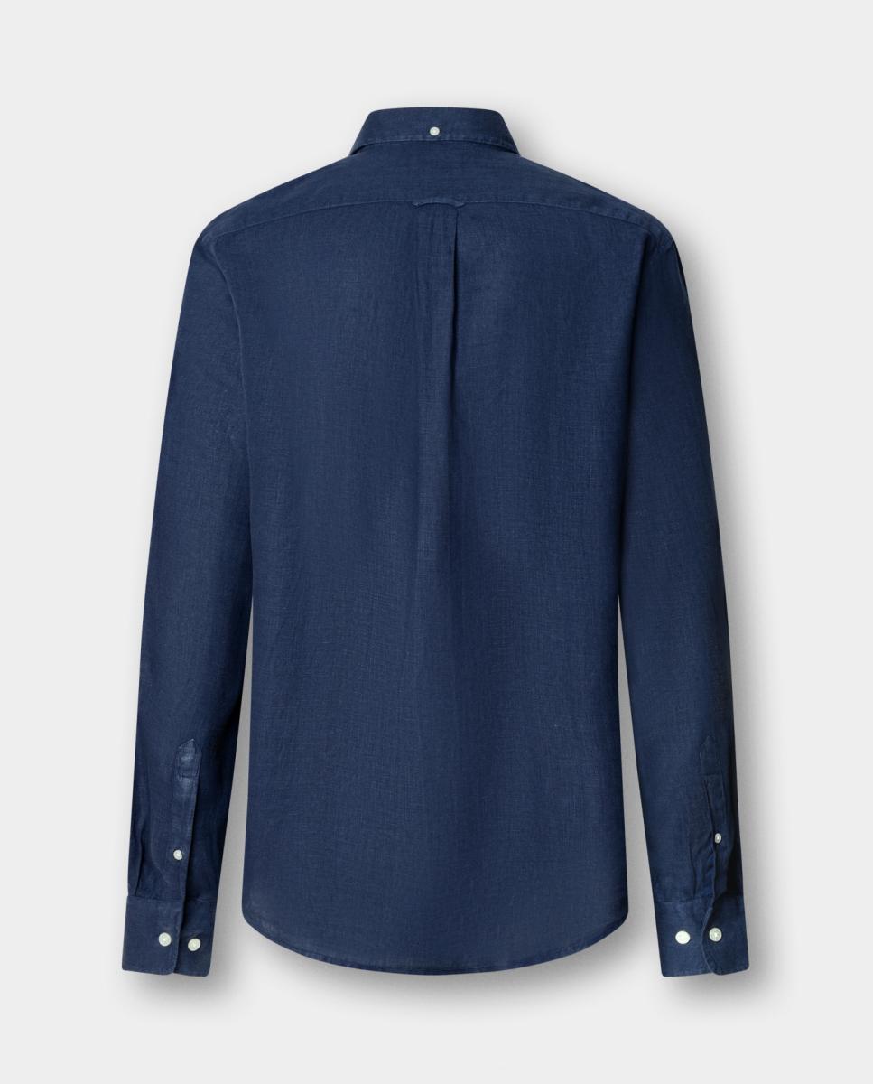 Camisa de hombre de lino lisa con logo Birdie fit Club - Façonnable - Azul marino Azul marino-5
