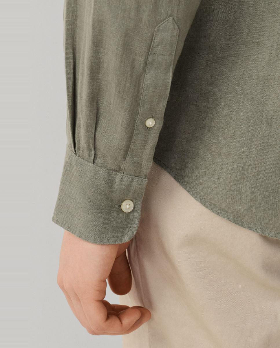 Camisa de hombre de lino lisa con logo Birdie fit Club - Façonnable - Verde Verde-4