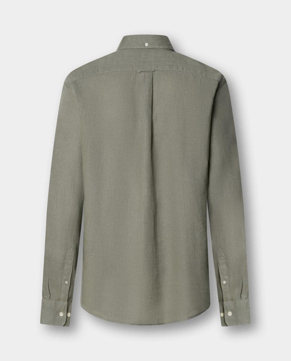 Camisa de hombre de lino lisa con logo Birdie fit Club - Façonnable - Verde Verde-6