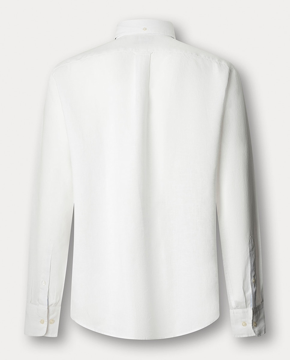 Camisa de Linho Lisa com Logótipo Birdie Fit Club Branco-2
