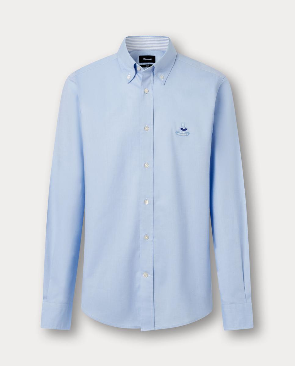 Camisa oxford de hombre lisa fit club con logo birdie - FACONNABLE - Azul claro Azul claro-1