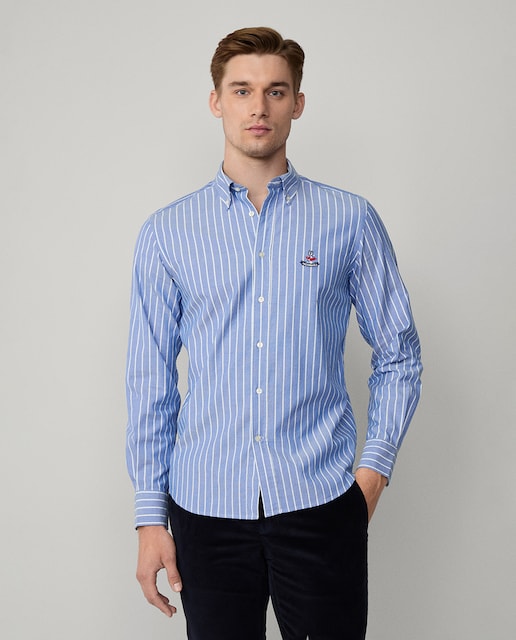 Imagen 0 de Camisa de algodón oxford de hombre corte regular a rayas