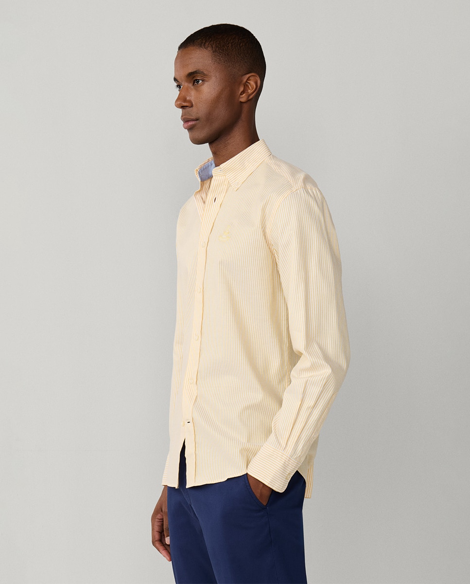 Camisa Oxford Regular Fit às Riscas Amarelo-5
