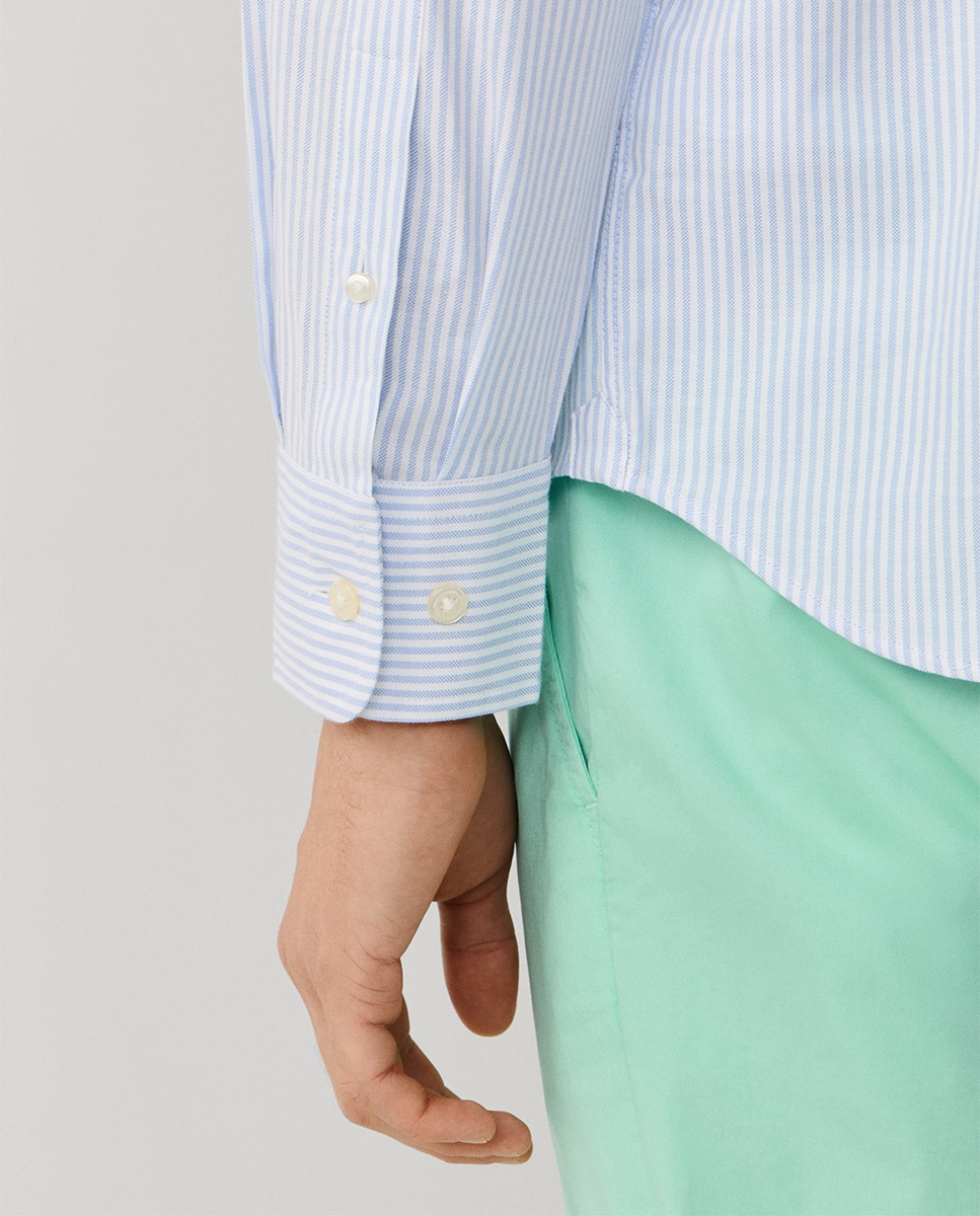 Camisa oxford de hombre fit regular rayas - Façonnable - Azul Azul-4