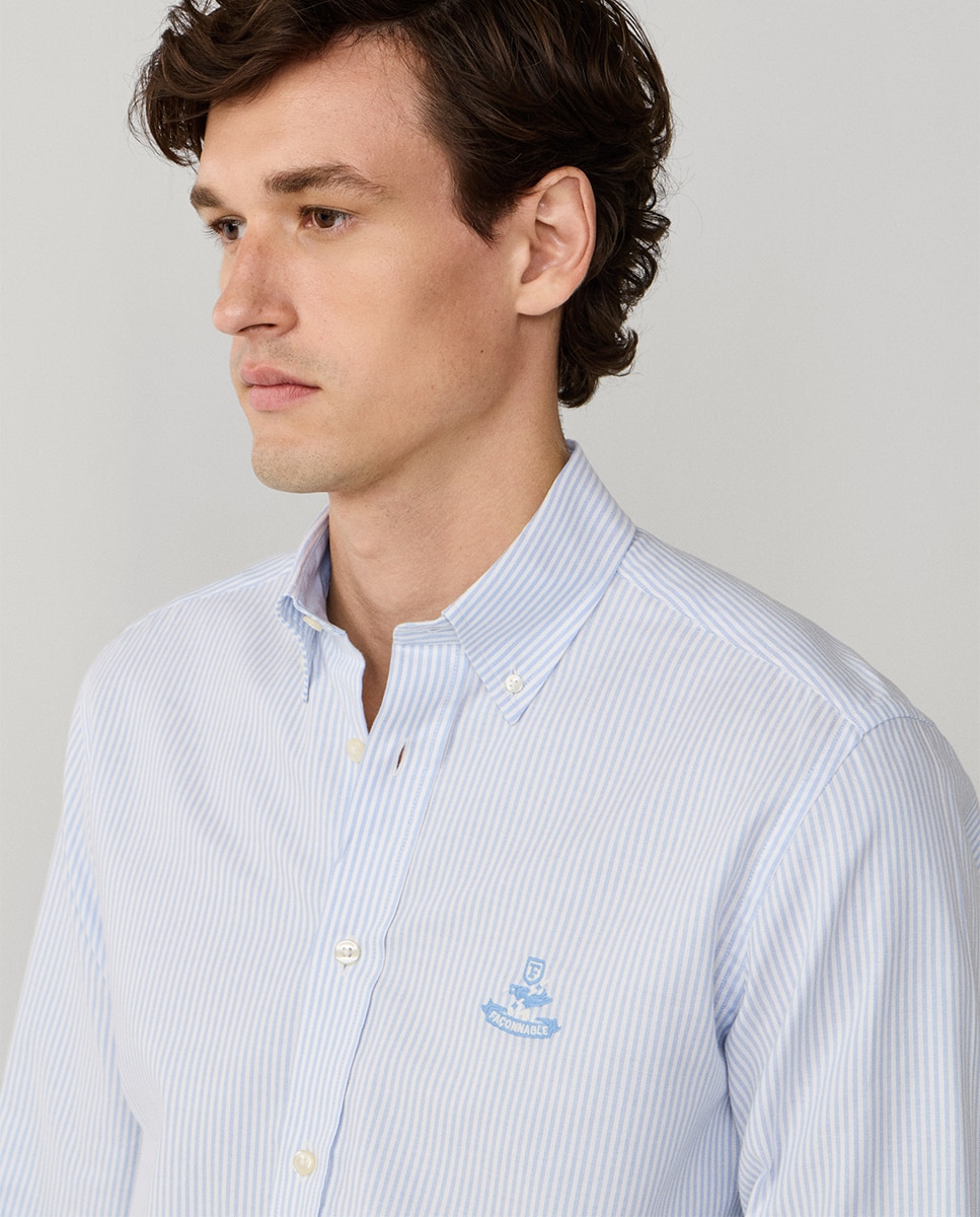 Camisa oxford de hombre fit regular rayas - Façonnable - Azul Azul-5
