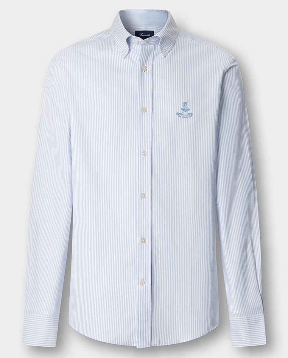 Camisa oxford de hombre fit regular rayas - Façonnable - Azul Azul-6