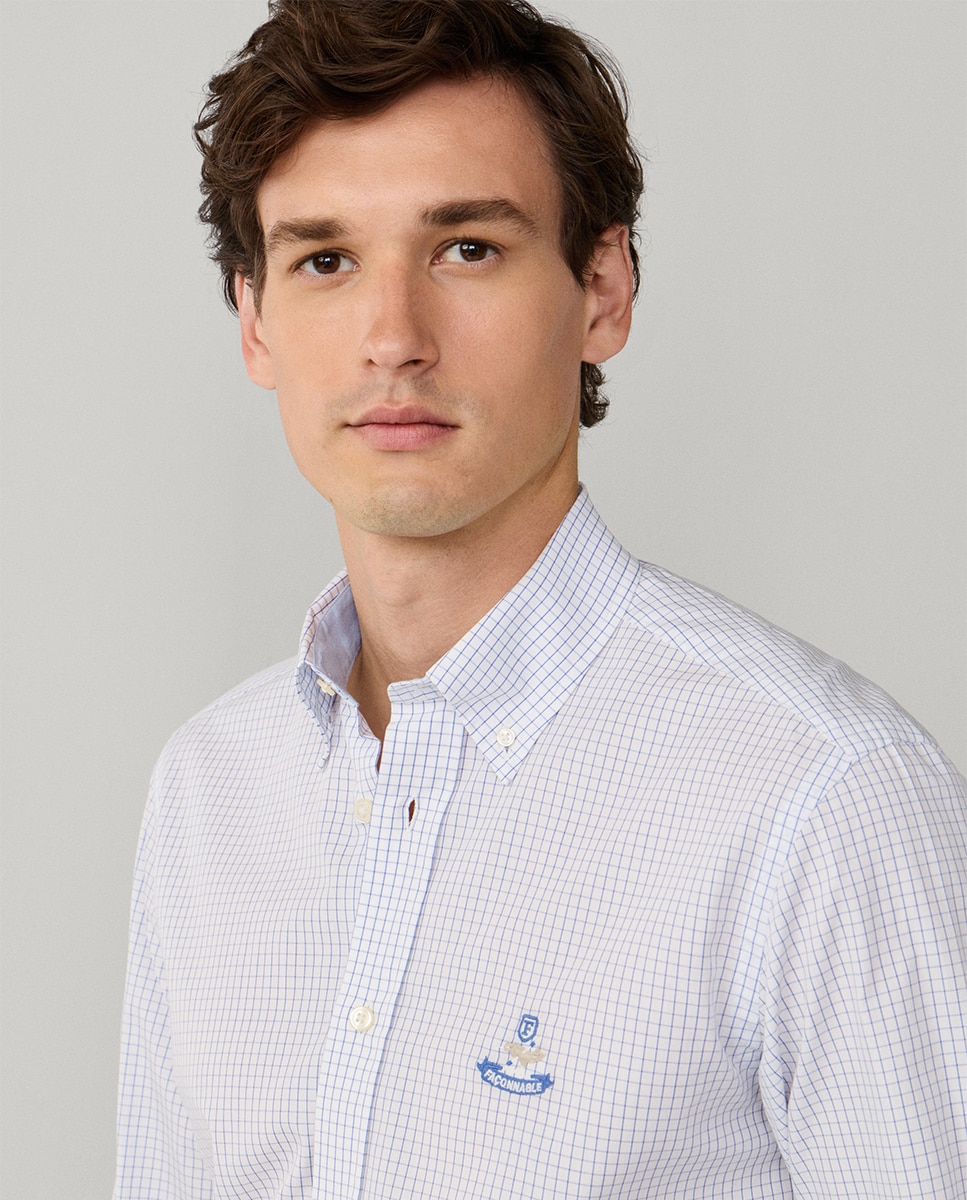 Camisa aos Mini Quadrados Fit Club Azul-3